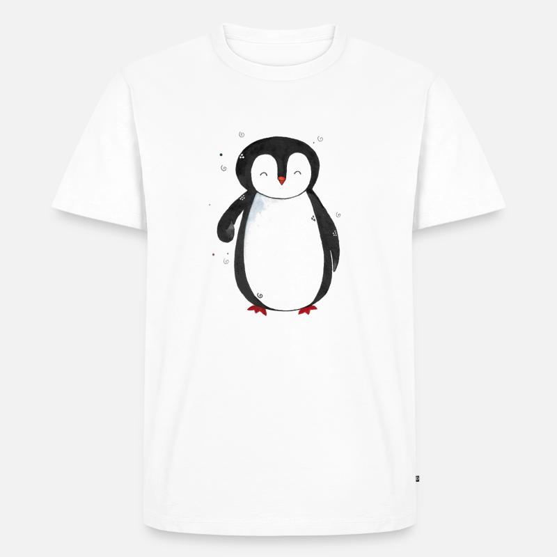 Pinguin Pingi - Männer Premium Bio T-Shirt - Weiß