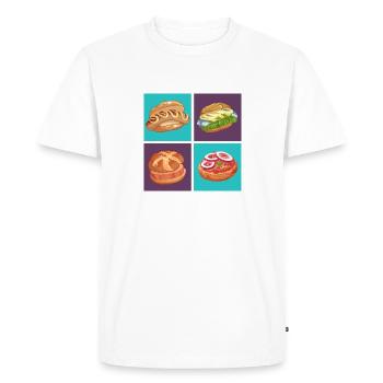 Collection de streetfood allemand Œuvres d’art Food to go - T-shirt Premium bio Homme - blanc - Devant - Nico (187cm)