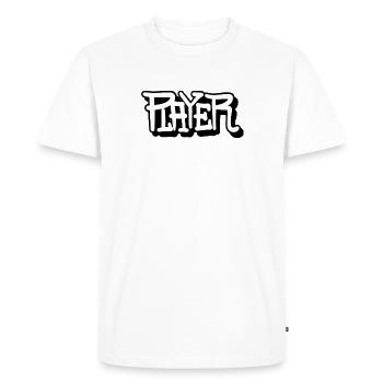 Player Tag - Men's Premium Organic T-Shirt - white - Front - Nico (187cm)