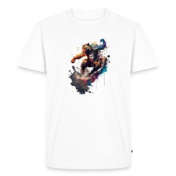 Peindre le tigre - toute la force du chat 2 - T-shirt Premium bio Homme - blanc - Devant - Nico (187cm)