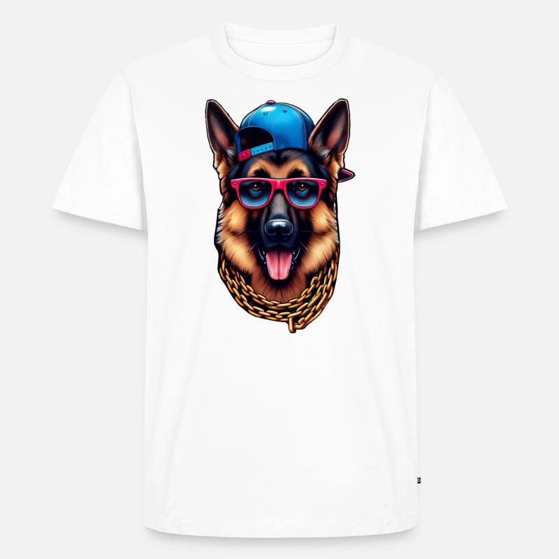Deutscher Schäferhund Der Rapper - Männer Premium Bio T-Shirt - Weiß