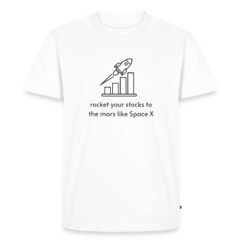Partagez une idée cadeau Rocket Space x Tesla - T-shirt Premium bio Homme - blanc - Devant - Nico (187cm)