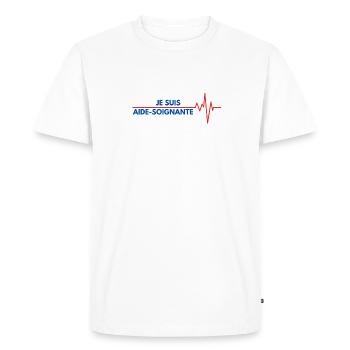 je suis aide soignante - T-shirt Premium bio Homme - blanc - Devant - Nico (187cm)