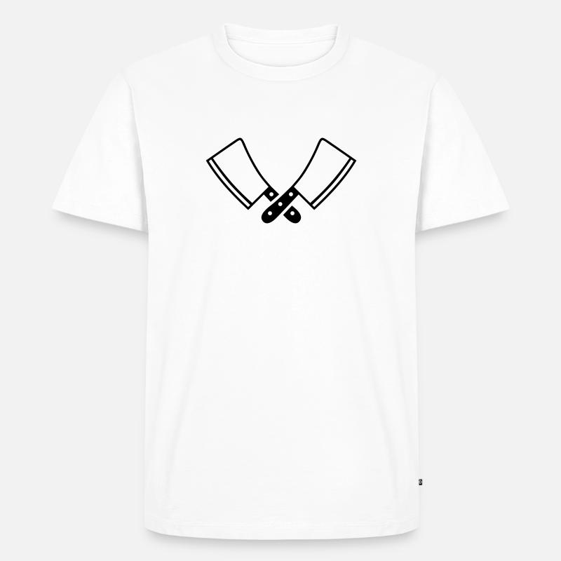 Messer - Männer Premium Bio T-Shirt - Weiß