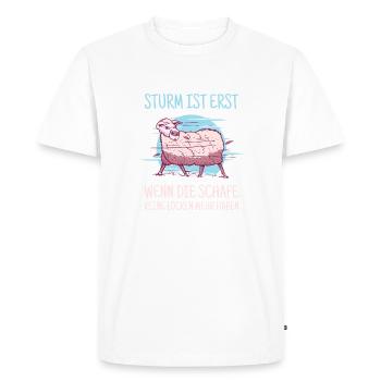 Storm is only when the sheep have no curls - Men's Premium Organic T-Shirt - white - Front - Nico (187cm)