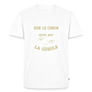 J'ai peut être la main sur le coeur cadeau message - T-shirt Premium bio Homme - blanc - Devant - Nico (187cm)