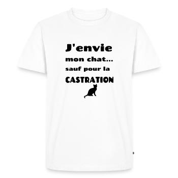 J'envie mon chat - T-shirt Premium bio Homme - blanc - Devant - Nico (187cm)