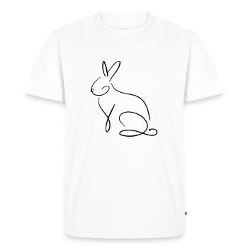 Hase Line Art - Minimalist - Men's Premium Organic T-Shirt - white - Front - Nico (187cm)