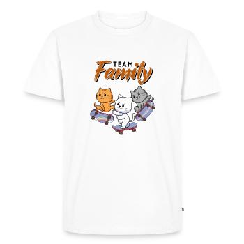 équipe famille chat skateboard bachelorette bière - T-shirt Premium bio Homme - blanc - Devant - Nico (187cm)