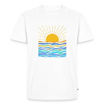 Minimal Sunset Seascape Scene - Men's Premium Organic T-Shirt - white - Front - Nico (187cm)
