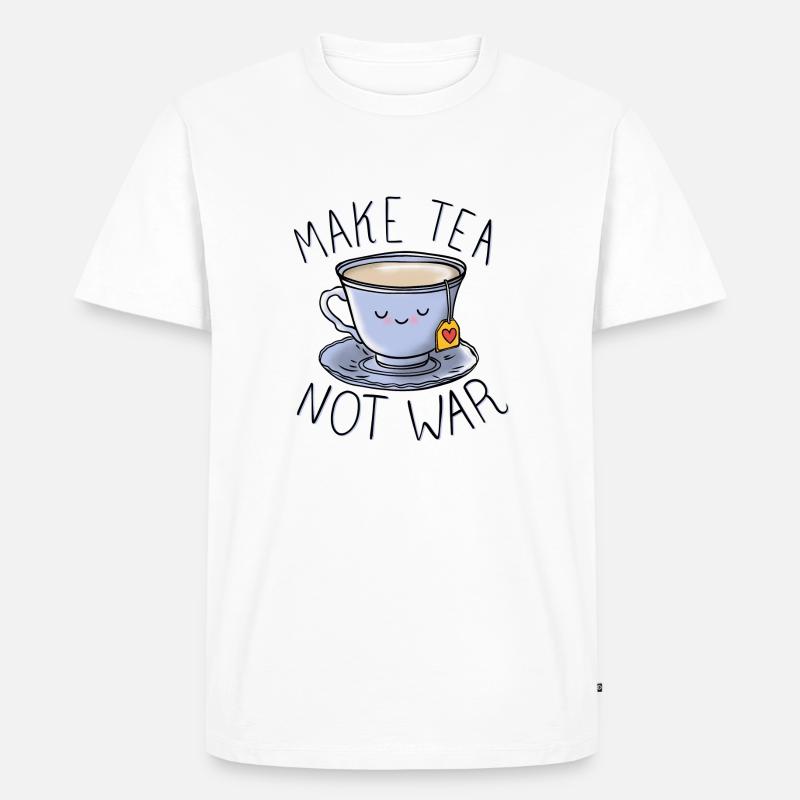 Make Tea not War - Männer Premium Bio T-Shirt - Weiß