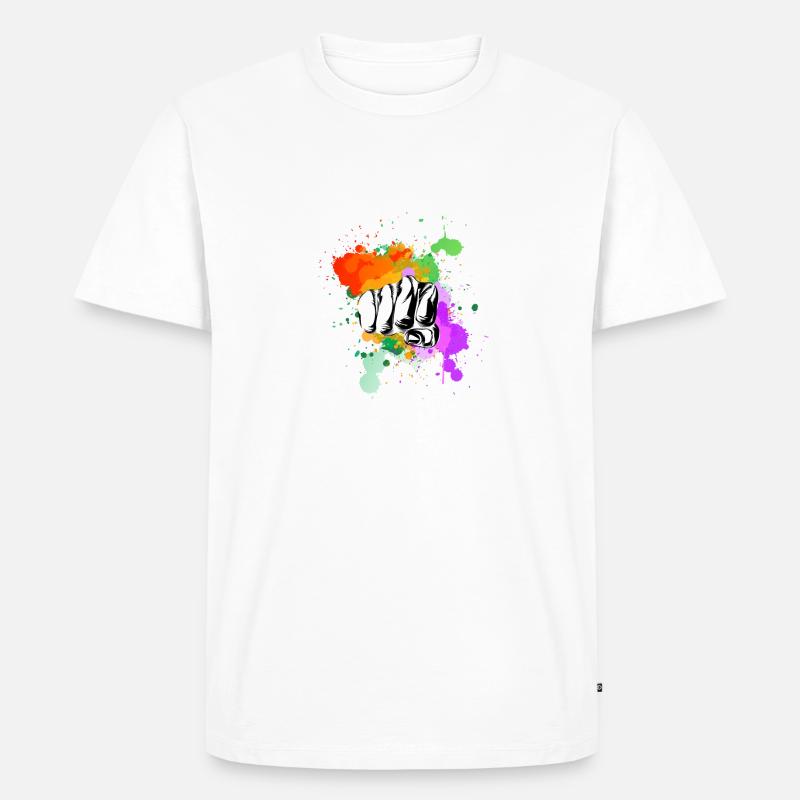 Regenbogen Faust - Männer Premium Bio T-Shirt - Weiß