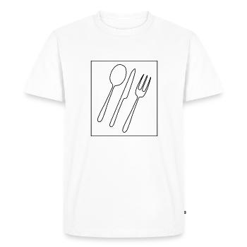 Knife fork Löeffel - Men's Premium Organic T-Shirt - white - Front - Nico (187cm)
