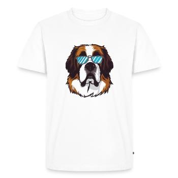 Saint Bernard Les Messieurs - T-shirt Premium bio Homme - blanc - Devant - Nico (187cm)