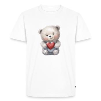 Ours en peluche avec cœur - T-shirt Premium bio Homme - blanc - Devant - Nico (187cm)
