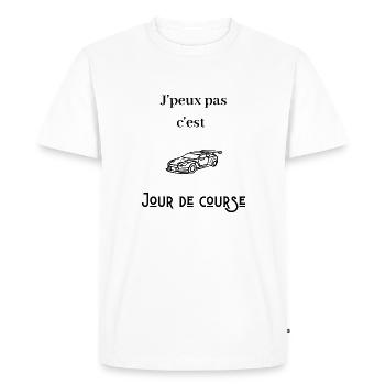 J'peux pas c'est jour de course - T-shirt Premium bio Homme - blanc - Devant - Nico (187cm)
