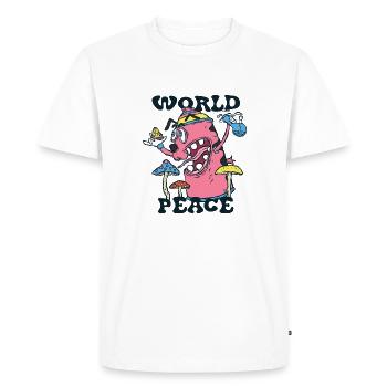 420 World Peace Brave Dog - Men's Premium Organic T-Shirt - white - Front - Nico (187cm)
