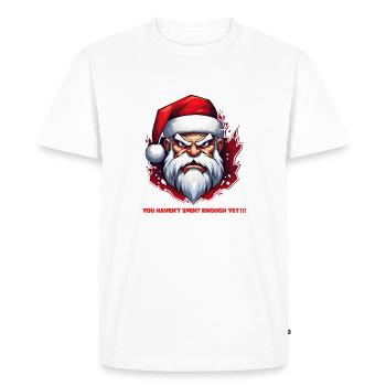 Père Noël en colère - Vous n’avez pas encore assez dépensé !! - T-shirt Premium bio Homme - blanc - Devant - Nico (187cm)