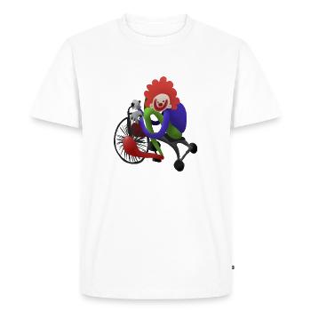 Clown sur un tricycle - Clown sur un tricycle - T-shirt Premium bio Homme - blanc - Devant - Nico (187cm)