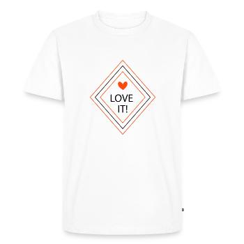 J’adore! - Diamant et cœur en 2 couleurs - T-shirt Premium bio Homme - blanc - Devant - Nico (187cm)