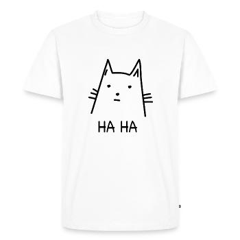 Chat Haha Cadeau d’ami chat - T-shirt Premium bio Homme - blanc - Devant - Nico (187cm)