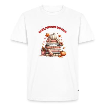 The Fall Girls Loves Books, Pumpkins and Spice - Men's Premium Organic T-Shirt - white - Front - Nico (187cm)