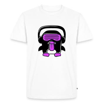 Party DJ Pingouin Casque Lunettes de soleil Coquin Cool - T-shirt Premium bio Homme - blanc - Devant - Nico (187cm)