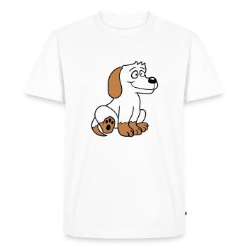 chien assis mignon petit chiot heureux animal de compagnie - T-shirt Premium bio Homme - blanc - Devant - Nico (187cm)