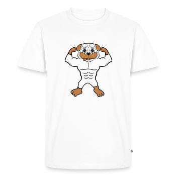 Chien Bodybuilder Muscles forts Gym Haltérophilie - T-shirt Premium bio Homme - blanc - Devant - Nico (187cm)