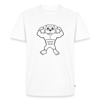 Chien Bodybuilder Muscles forts Gym Haltérophilie - T-shirt Premium bio Homme - blanc - Devant - Nico (187cm)
