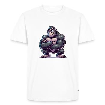 Gorille Bande dessinée drôle - T-shirt Premium bio Homme - blanc - Devant - Nico (187cm)
