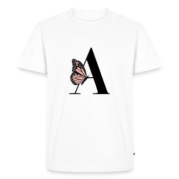 Monogramme élégant avec papillon – Lettre A - T-shirt Premium bio Homme - blanc - Devant - Nico (187cm)