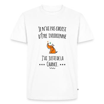 Je n'ai pas choisi d'être ivoirien...Côte d'ivoire - T-shirt Premium bio Homme - blanc - Devant - Nico (187cm)