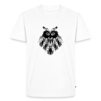 Chouette hibou noir calligraphique - T-shirt Premium bio Homme - blanc - Devant - Nico (187cm)