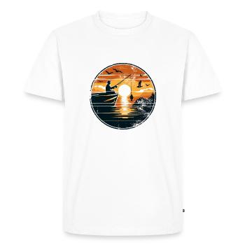 Pêcheur, Pêche, Pêche, Bateau - T-shirt Premium bio Homme - blanc - Devant - Nico (187cm)
