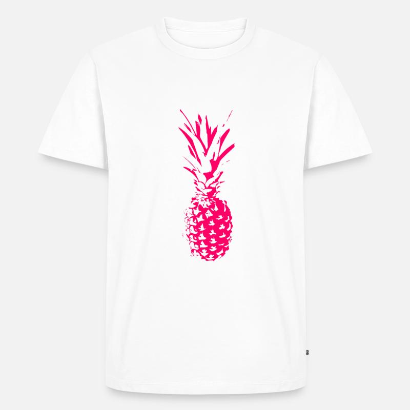 Ananas_neon_pink - Männer Premium Bio T-Shirt - Weiß