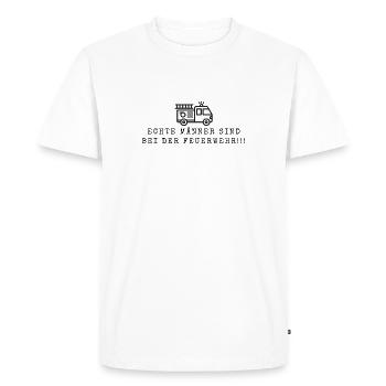 Real men are in the fire department!! - Men's Premium Organic T-Shirt - white - Front - Nico (187cm)