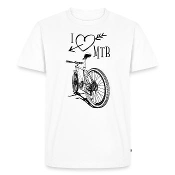 VTT dames : chemise chic pour l’amour vélo ! - T-shirt Premium bio Homme - blanc - Devant - Nico (187cm)