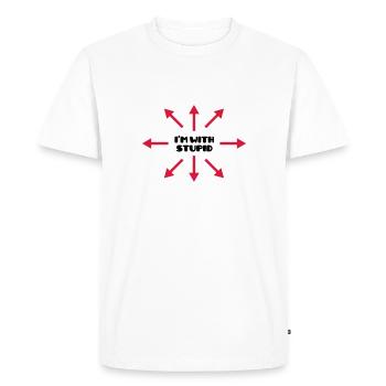 I'm with stupid :) (V) - T-shirt Premium bio Homme - blanc - Devant - Nico (187cm)
