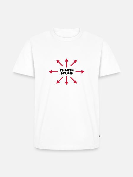 I'm with stupid :) (V) - Men's Premium Organic T-Shirt - white