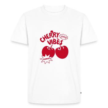 Cherry Vibes Cherries Trendy Cherry Streetwear - Men's Premium Organic T-Shirt - white - Front - Nico (187cm)