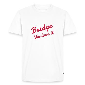 bridge / bridgeur / bridgeuse / cartes - T-shirt Premium bio Homme - blanc - Devant - Nico (187cm)