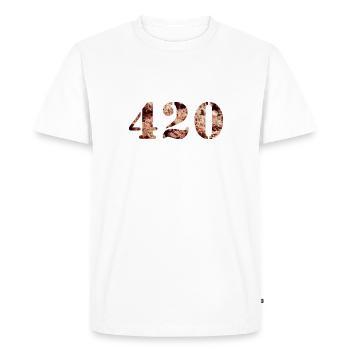 420 Weed - Men's Premium Organic T-Shirt - white - Front - Nico (187cm)