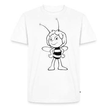 Maya L’Abeille Noir Blanc Ligne Art - T-shirt Premium bio Homme - blanc - Devant - Nico (187cm)