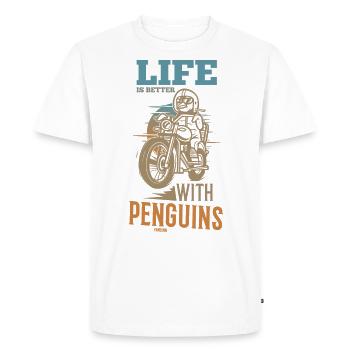 Life Is Better With Penguins - Men's Premium Organic T-Shirt - white - Front - Nico (187cm)