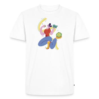Végétalien Mère Droits des animaux Bien-être animal Santé - T-shirt Premium bio Homme - blanc - Devant - Nico (187cm)