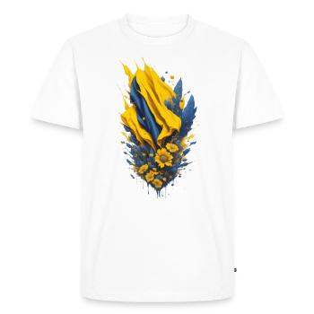 Freedom, Solidarity, Ukraine - Men's Premium Organic T-Shirt - white - Front - Nico (187cm)
