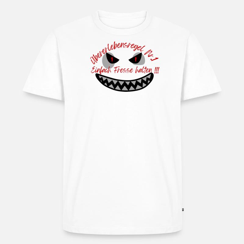 "Überlebensregel Nr 1" Design Subtil - Männer Premium Bio T-Shirt - Weiß