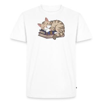 Purrfectly Bookish - Men's Premium Organic T-Shirt - white - Front - Nico (187cm)