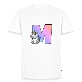 Unicorn Letter M - Men's Premium Organic T-Shirt - white - Front - Nico (187cm)